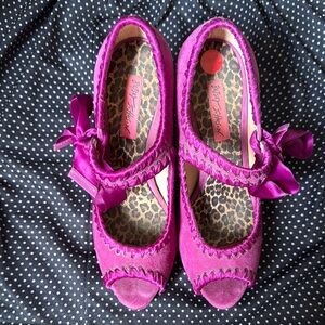 Betsey Johnson Purple Suede Heels with Bow